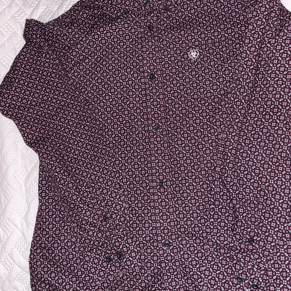 Ariat Men's Maroon and White Geometric Shirt
